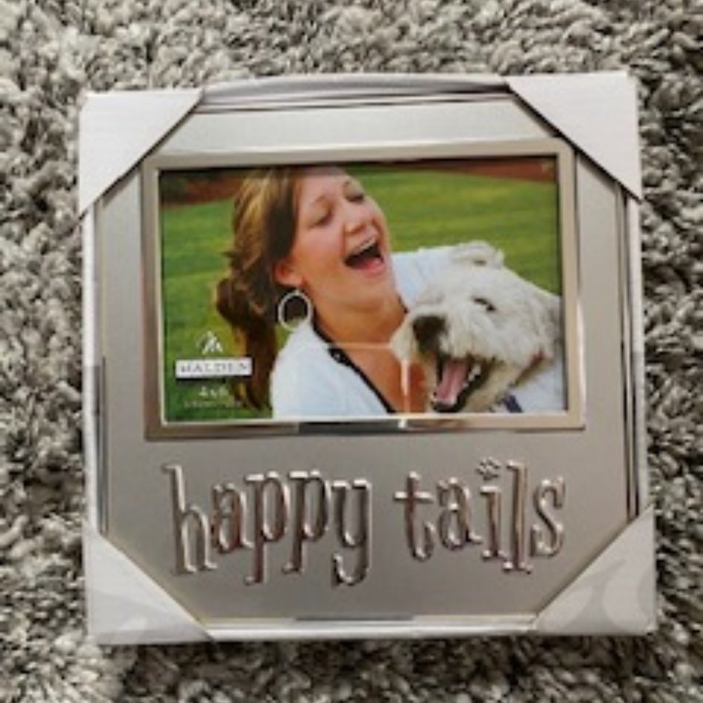 Happy Tails Dog Silver 4X6  Picture Frame Gift Time